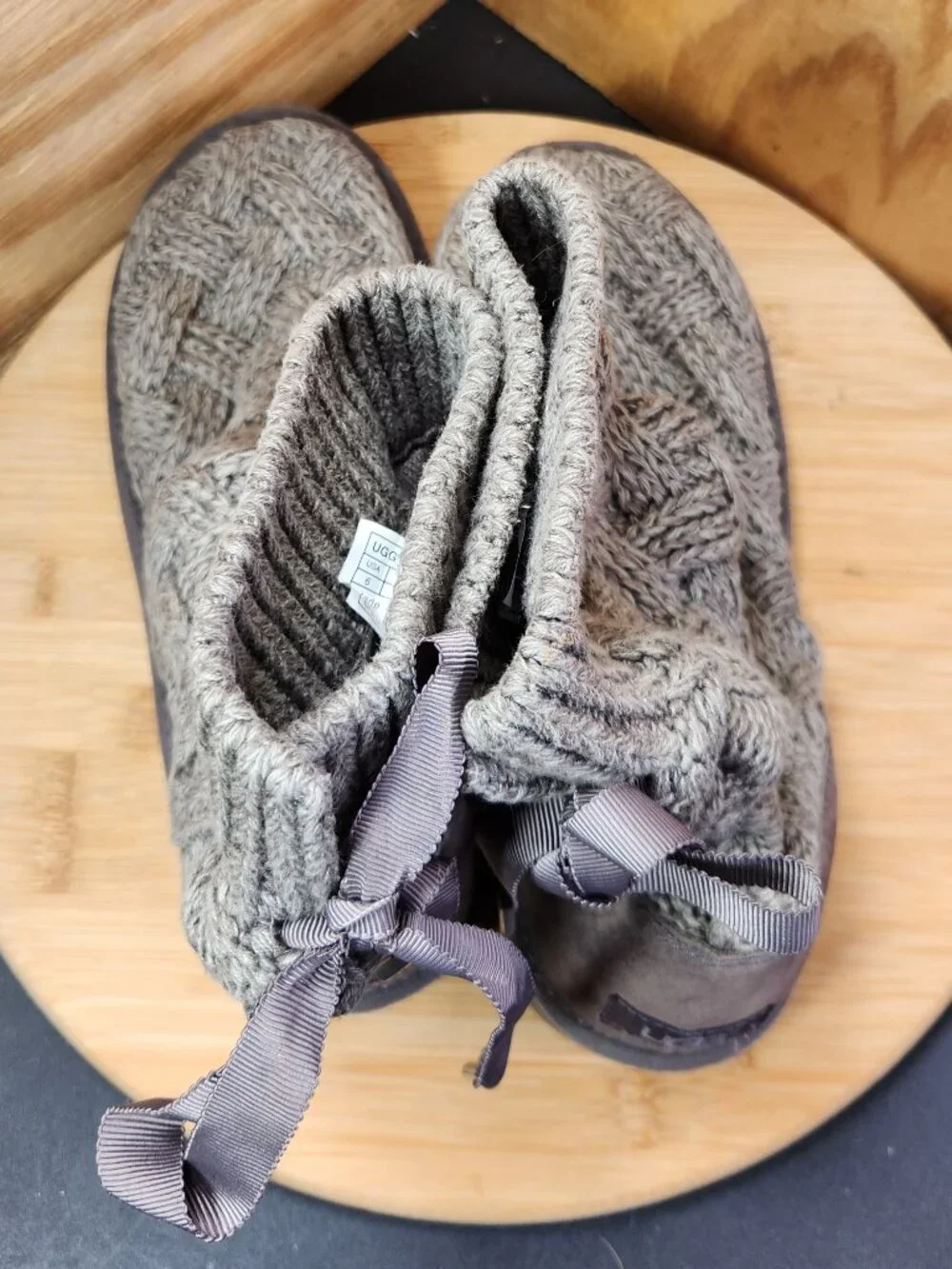 UGG Lottie Knit Girls Gray Boots Size 6